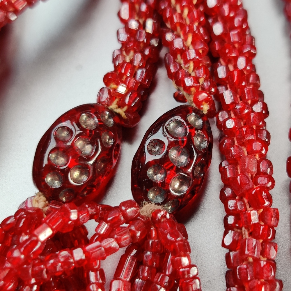 Antique Czech Glass 3 Cut Seed Beads Sautoir Flapper Necklace